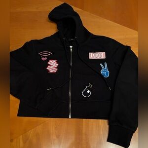 FOREVER 21 Y2K Zip Cropped Sweatshirt